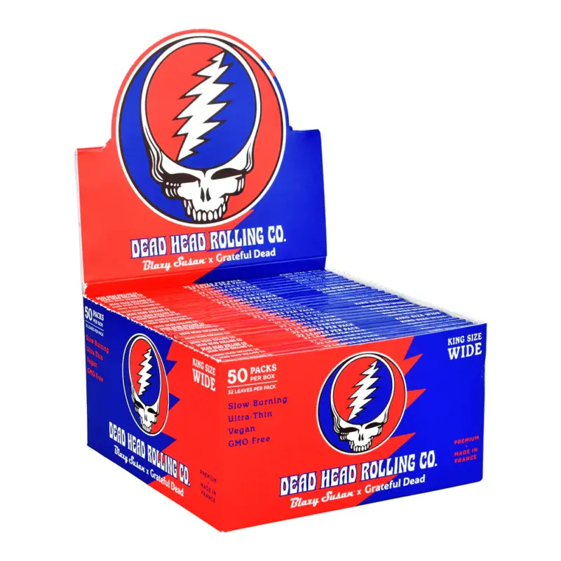 BLAZY SUSAN X GRATEFUL DEAD KING SIZE WIDE DEAD HEAD ROLLING PAPERS BOX OF 50