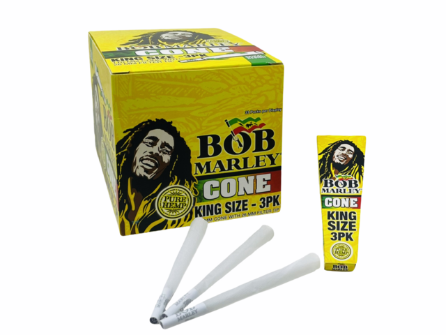 BOB MARLEY KING SIZE 110MM CONE WITH TIPS 3CT BOX OF 33