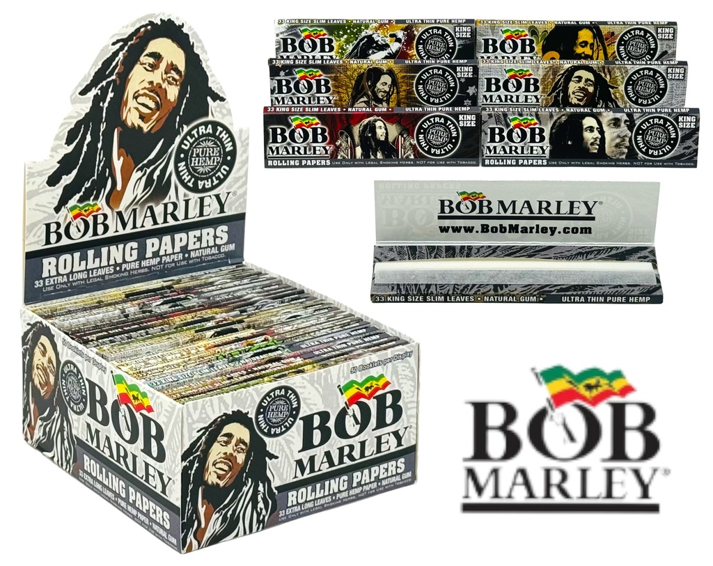 BOB MARLEY PURE HEMP ULTRA THIN ROLLING PAPER 33CT BOX OF 50