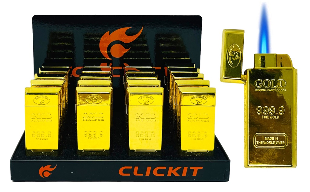 CLICKIT GOLD BAR TORCH LIGHTER GH-10055F BOX OF 20