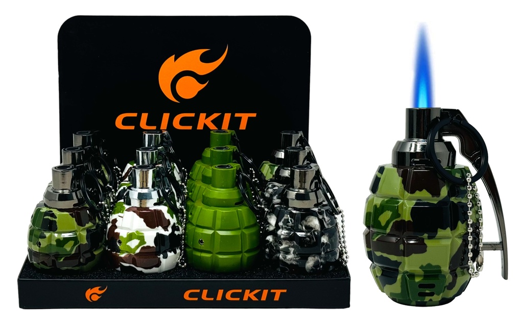 CLICKIT LARGE GRENADE TORCH LIGHTER #GH-6667 BOX OF 12