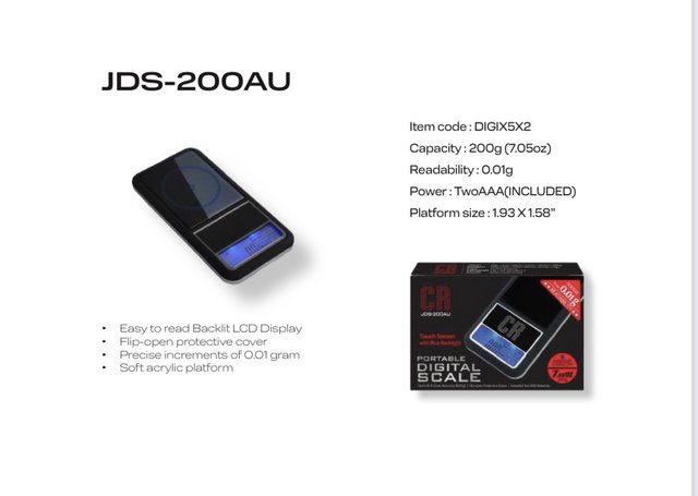 CR JDS-200AU TOUCH SCREEN PORTABLE DIGITAL SCALE 200G X 0.01G