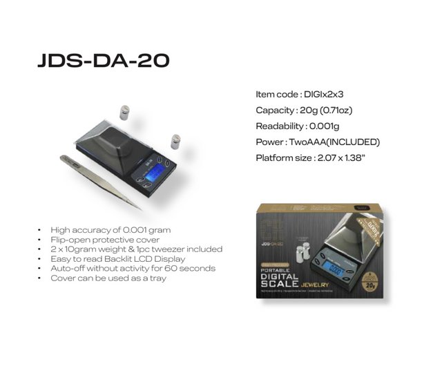 CR JDS-DA-20 PORTABLE DIGITAL SCALE JEWELRY 20G X 0.001G