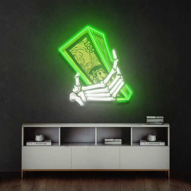 CUSTOM LED NEON SIGN (MONEY HANDS) DESIGN **US MADE**