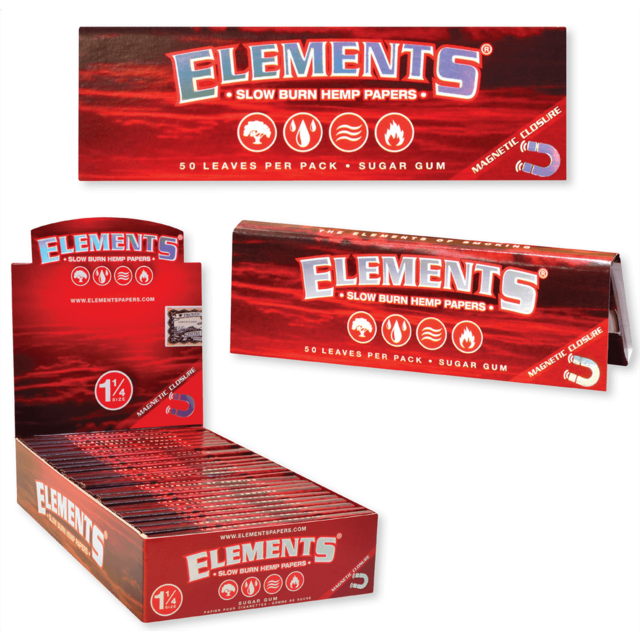 ELEMENTS 1 1/4 SLOW BURN HEMP PAPERS 50CT BOX OF 25