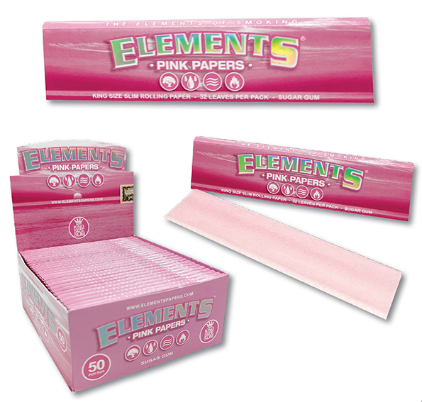 ELEMENTS PINK KINGSIZE SLIM 32CT BOX OF 50