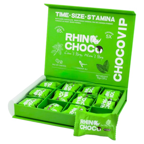 GREEN RHINO CHOCO VIP SEXUAL ENHANCEMENT CHOCOLATE MINT 10G BOX OF 12