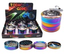 TOBACCO GRINDER RAINBOW COLOR WITH HAND CRANK 4 PARTS GR090-55RB BOX OF 6