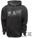 RAW BLACK COTTON HOODIE WITH BLACK LOGO #22152