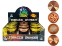 LION SMOKE 4 PARTS TOBACCO GRINDER ENGRAVED DESINGS #LS44200 BOX OF 6