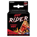 HOT RIDER PASSION + HOT LUBRICATED CONDOMS 3CT BOX OF 6