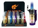 CLICKIT TRANSPARENT TRIPLE TORCH LIGHTER WITH LED LIGHTS GH-10897 BOX OF 25